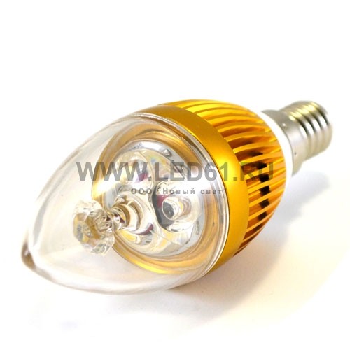 Светодиодная лампа E14 3x1W 220V диммируемая теплый белый