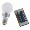 Светодиодная цветная лампа RGB E27 3Вт шар
